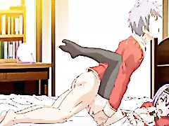 Eine verführerische chinesische Anime-Babe erlebt intensives Vergnügen, während ihre feuchte Muschi von einem massiven Schwanz grob gedehnt wird.